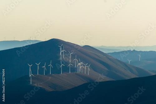 Wind Turbines in the Mountains of Portugal. Serra da Estrela.