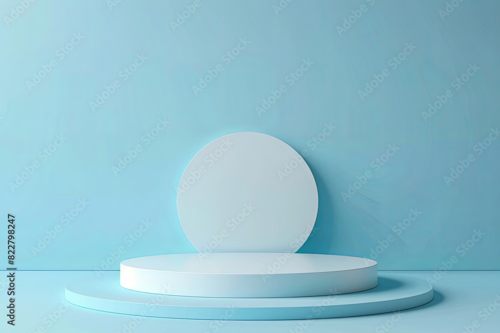 Blue podium on matching background Minimalistic 3D design concept Blue podium on matching background Minimalistic 3D design concept