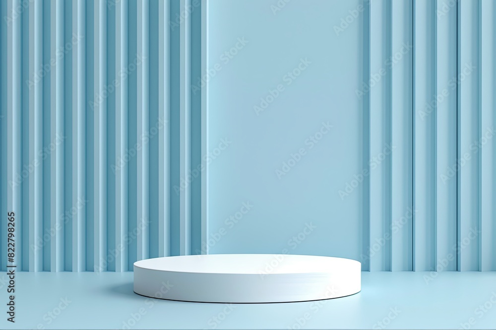Blue podium against matching background Sleek 3D design concept Blue podium against matching background Sleek 3D design concept