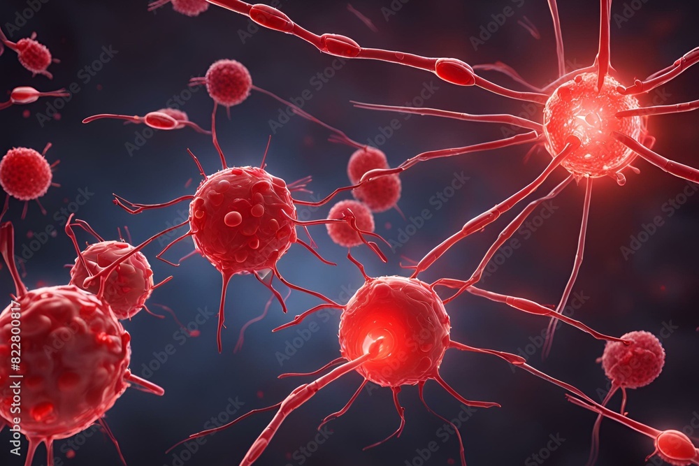 Nanobots in bloodstream, red and white blood cells interaction, targeting clogged artery, medical nanotechnology, glowing nanobots, advanced treatment Nanobots in bloodstream, red and white blood cells interaction, targeting clogged artery, medical nanotechnology, glowing nanobots, advanced treatment