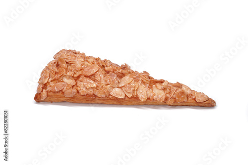 Crispy Almond pie isolated on white background