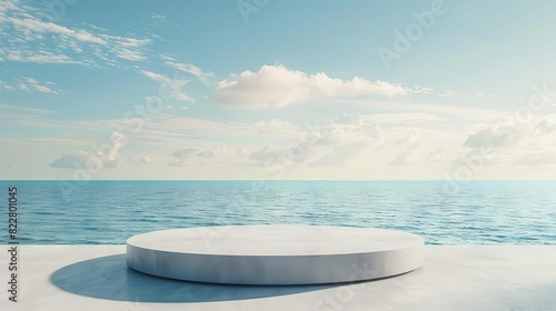 serene ocean view with display podium maritime theme product showcase 3d illustration