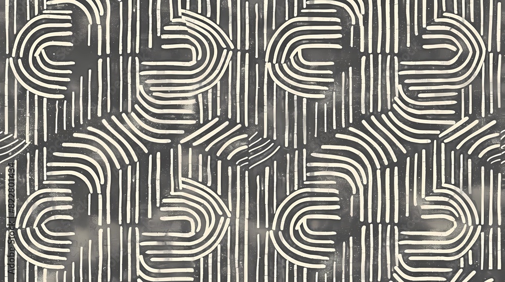 A looping pattern made of simple linear geometric shapes, with a substantial grey-colored background, Generative AI illustrations. A looping pattern made of simple linear geometric shapes, with a substantial grey-colored background, Generative AI illustrations.