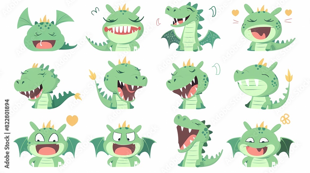 The emoticon pack has a white background and a simple style, using simple lines, solid color blocks, vector graphics and simple sticker The emoticon pack has a white background and a simple style, using simple lines, solid color blocks, vector graphics and simple sticker