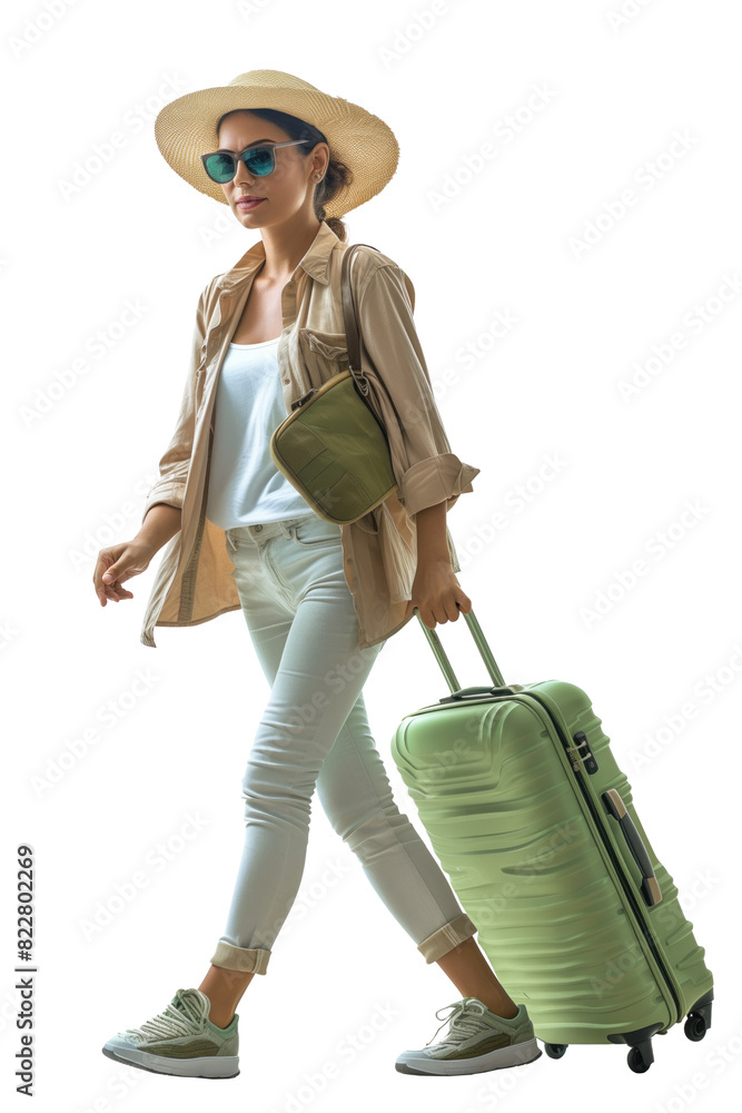 Portrait of latin lady as traveler with backpack Portrait of latin lady as traveler with backpack