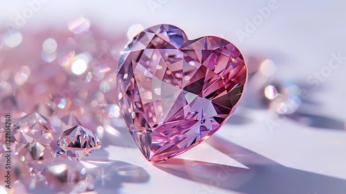 a heart shaped diamond sits on a table with other diamonds  Generative AI illustrations.