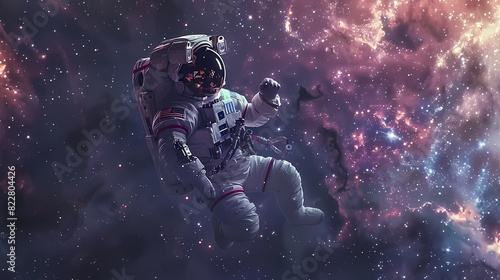a astronaut floating in a space suit with the word astronaut, Generative AI illustrations.