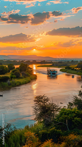 Serene Sunset Cruise on the Majestic Zambezi River - Africa's Natural Beauty at its Best