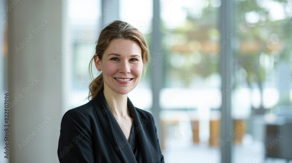 Confident business professional smiling at the camera in a modern, well-lit office setting. Half-body shot with floor-to-ceiling windows softly blurred in the background, highlighting approachability. Confident business professional smiling at the camera in a modern, well-lit office setting. Half-body shot with floor-to-ceiling windows softly blurred in the background, highlighting approachability.