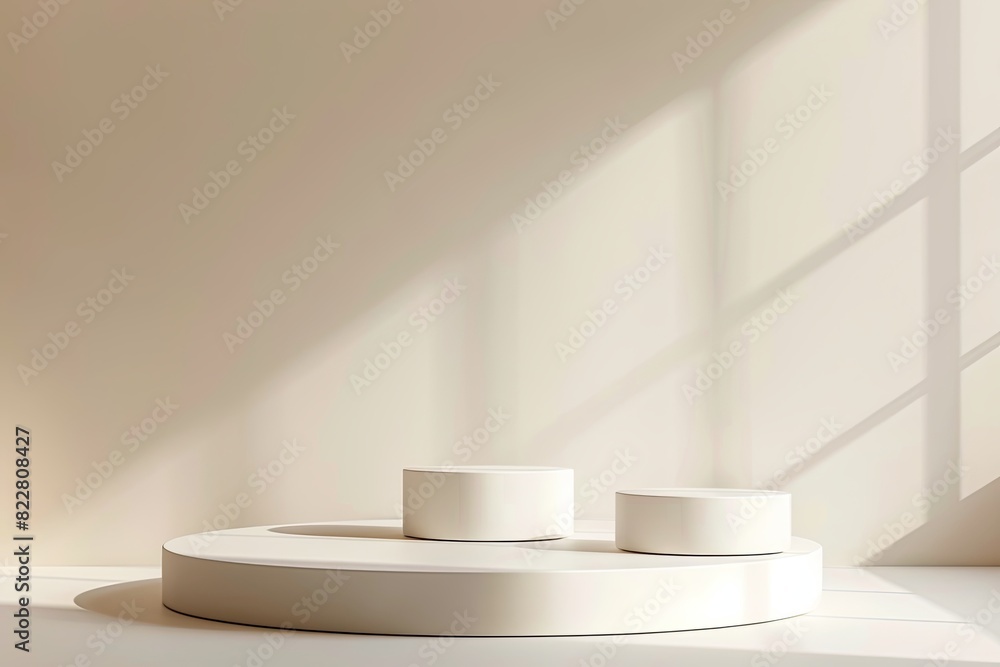 Sleek design concept of 3D podium on light background. Minimalistic style Sleek design concept of 3D podium on light background. Minimalistic style