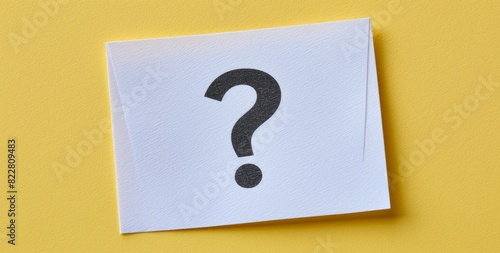 White paper with a question mark cut out on a yellow background, vector illustration in the flat design style.