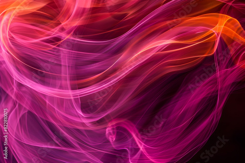 Dynamic neon swirls in shades of pink and orange. Stunning visual display on black background.
