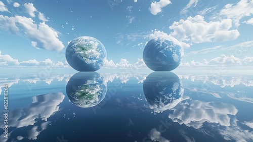 A mirror image of Earth from a parallel universe, with subtle differences,