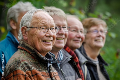 Portrait of a smiling senior man with his family in the background © Chacmool