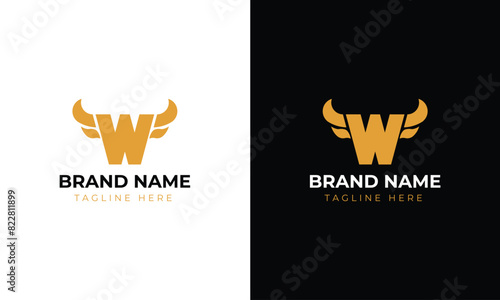 Monogram w bull orange logo template