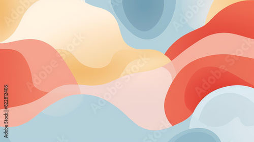 Abstract pastel background with dynamic, overlapping shapes and layers.