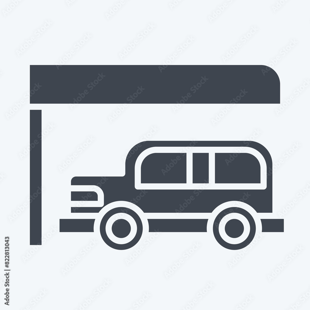 Icon Car Park. related to City symbol. glyph style. simple design illustration Icon Car Park. related to City symbol. glyph style. simple design illustration
