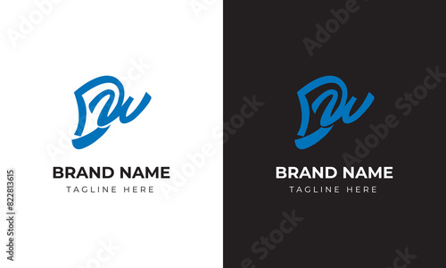 Monogram d w dw wd logo template for gym man sport technology strong guard shield 