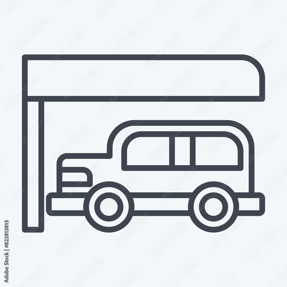 Icon Car Park. related to City symbol. line style. simple design illustration