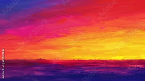 A stunning sunset paints the sky in vibrant red, purple, and yellow hues.