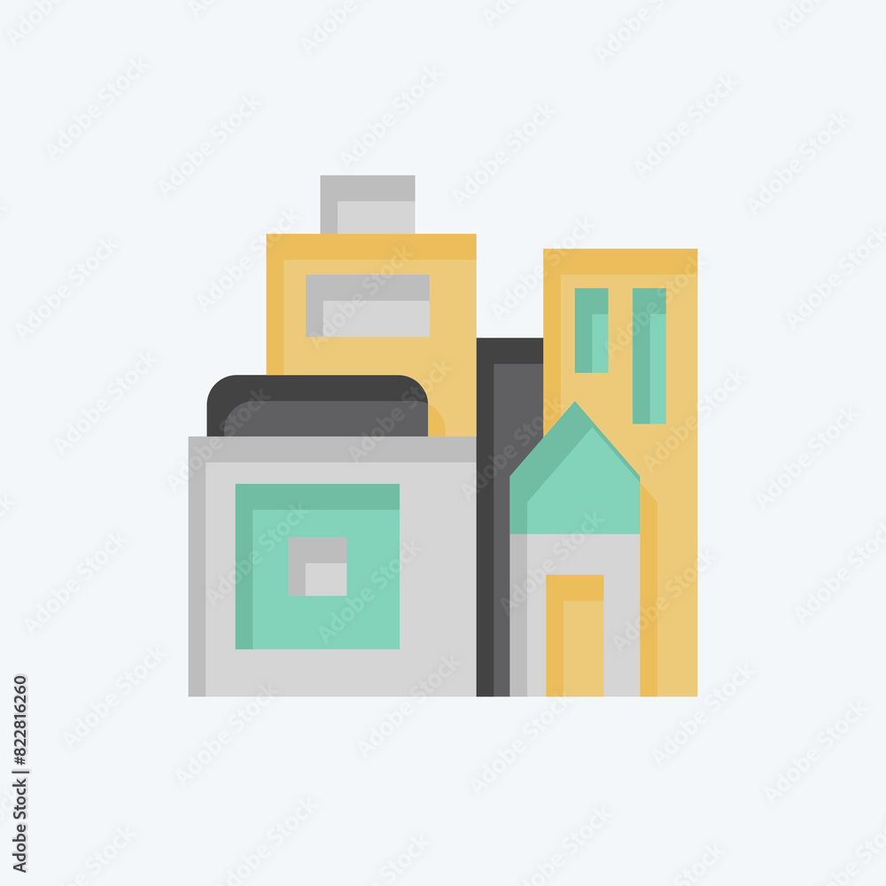 Icon Buildings. related to City symbol. flat style. simple design illustration Icon Buildings. related to City symbol. flat style. simple design illustration