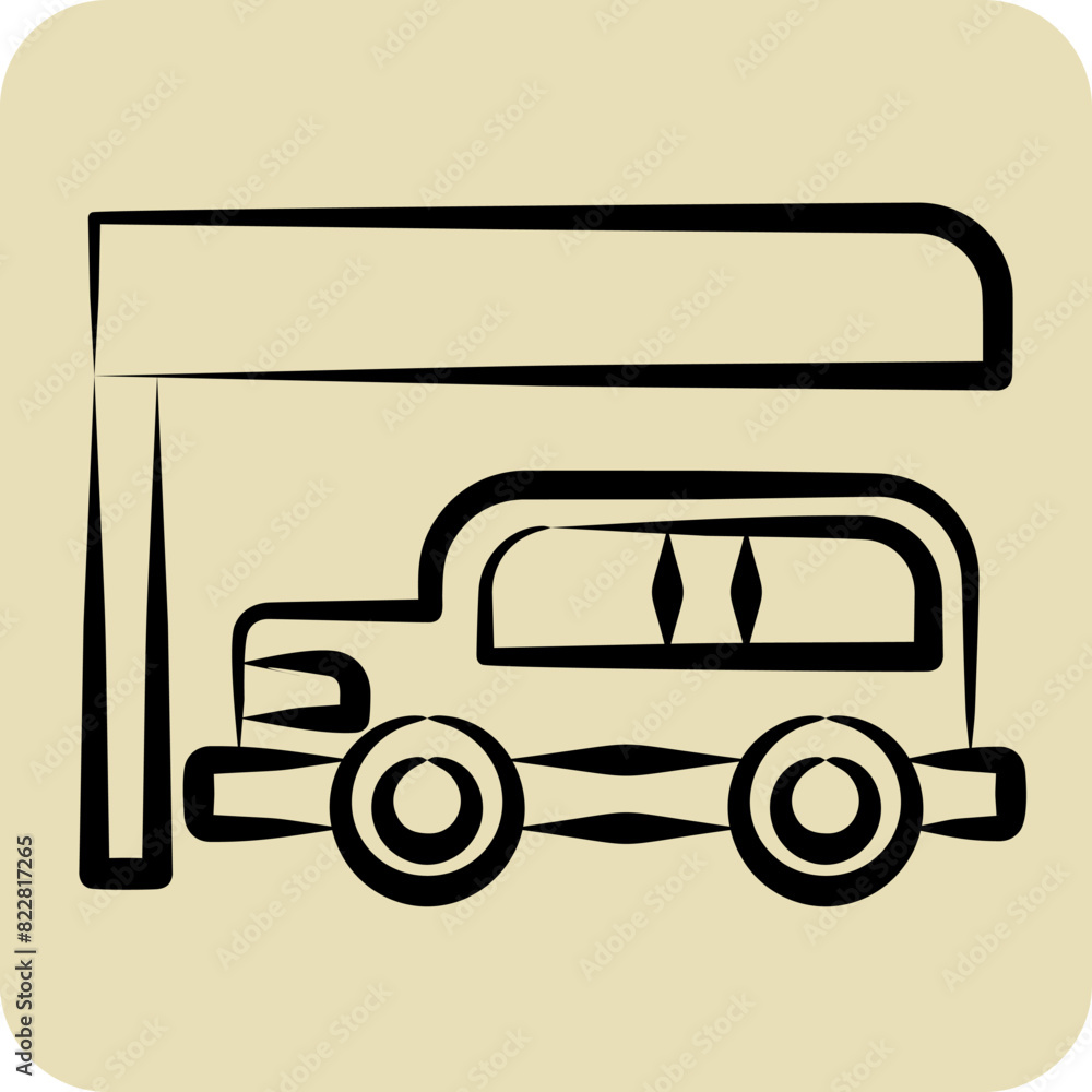 Icon Car Park. related to City symbol. hand drawn style. simple design illustration Icon Car Park. related to City symbol. hand drawn style. simple design illustration