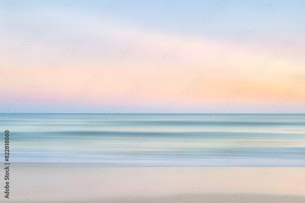Fototapeta premium Abstract Blurred Seascape with Calm Ocean and Sandy Beach