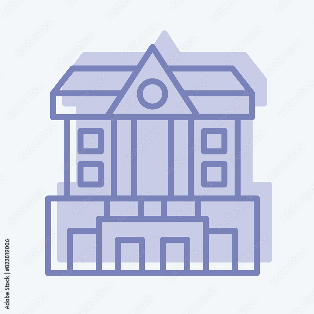 Icon Bank. related to City symbol. two tone style. simple design illustration Icon Bank. related to City symbol. two tone style. simple design illustration