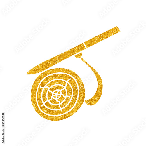 Wood log timber cant hook drawing in gold color style