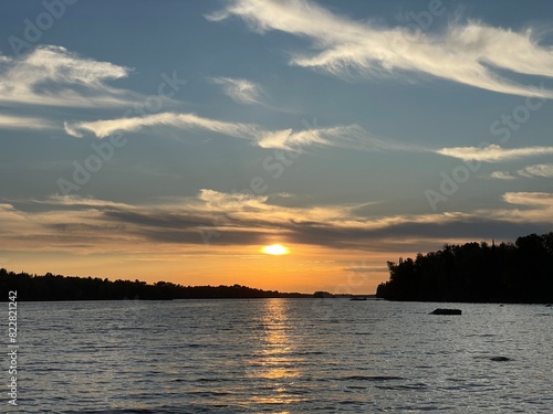 sunset over lake