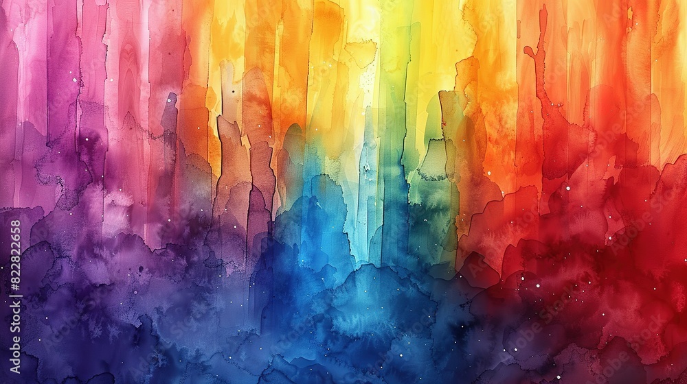 Obraz premium Vivid Vibes: Rainbow Watercolor Canvas
