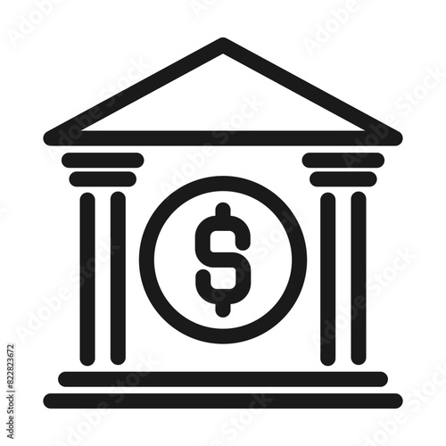 Bank building line icon. Business and office building icon vector.