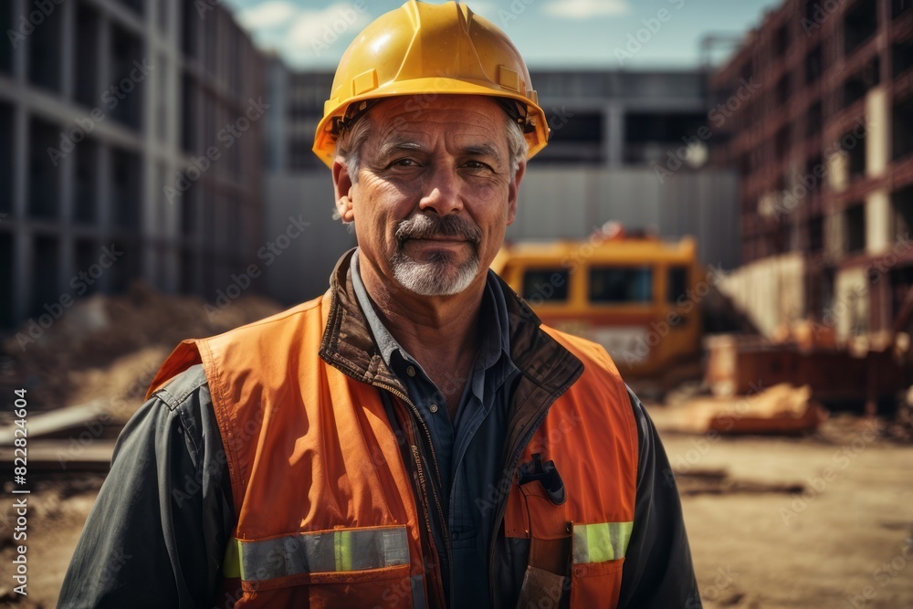 construction male worker wearing hat and safety clothing at construction building site construction male worker wearing hat and safety clothing at construction building site