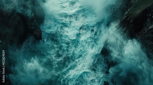 Coastal Drama  Overhead View of Rugged Coastline with Rocks and Waves - Natural Wallpaper