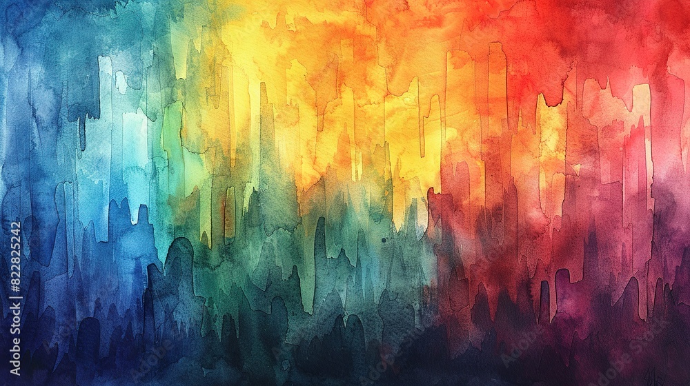 Fototapeta premium Radiant Refraction: Watercolor Rainbow Spectrum