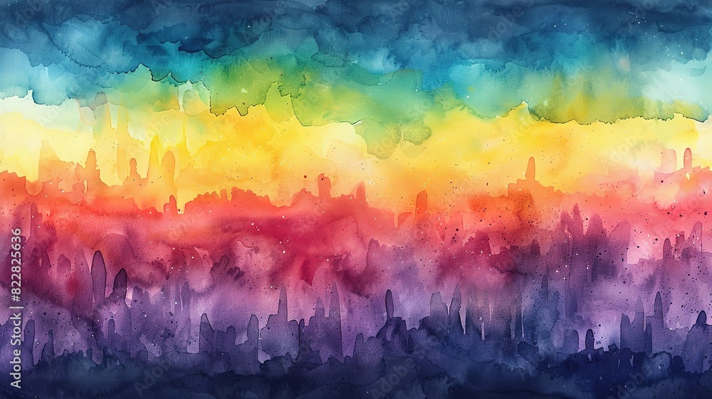 Fototapeta premium Spectral Symphony: Watercolor Rainbow Ensemble