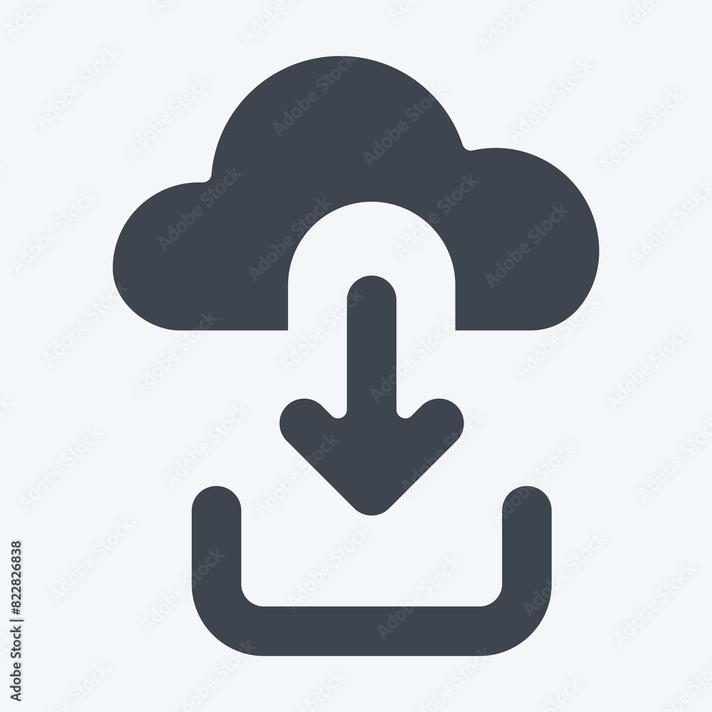 Icon Cloud Download. related to Button Download symbol. glyph style. simple design illustration Icon Cloud Download. related to Button Download symbol. glyph style. simple design illustration