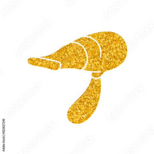 Hair dryer drawing in gold color style