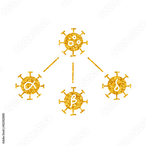 Virus mutation concept drawing in gold color style