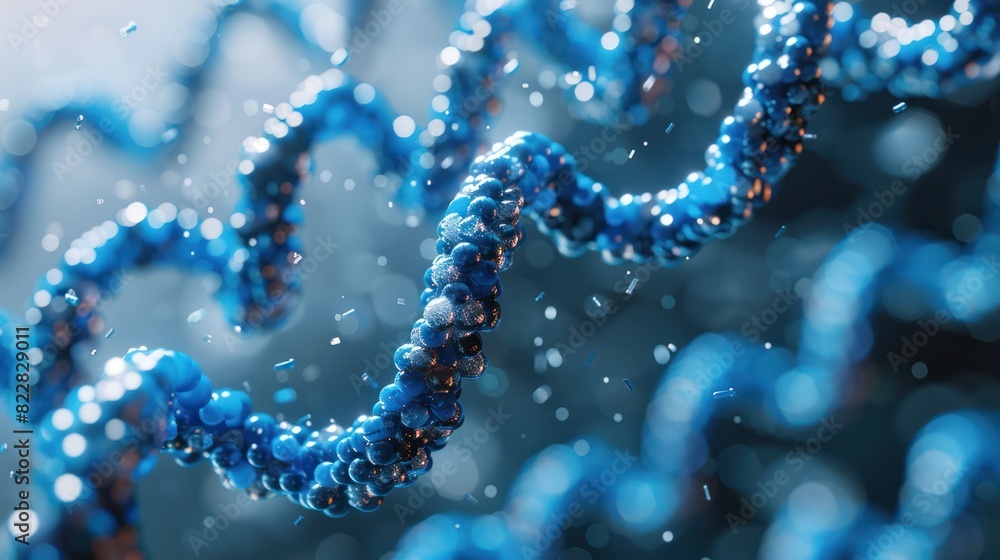 Blue DNA Strand on Black Background - Science and Genetics Concept Blue DNA Strand on Black Background - Science and Genetics Concept