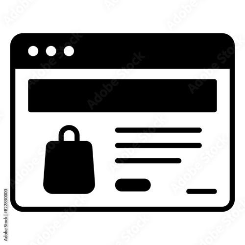 Virtual storefront icon for online shopping and ecommerce
