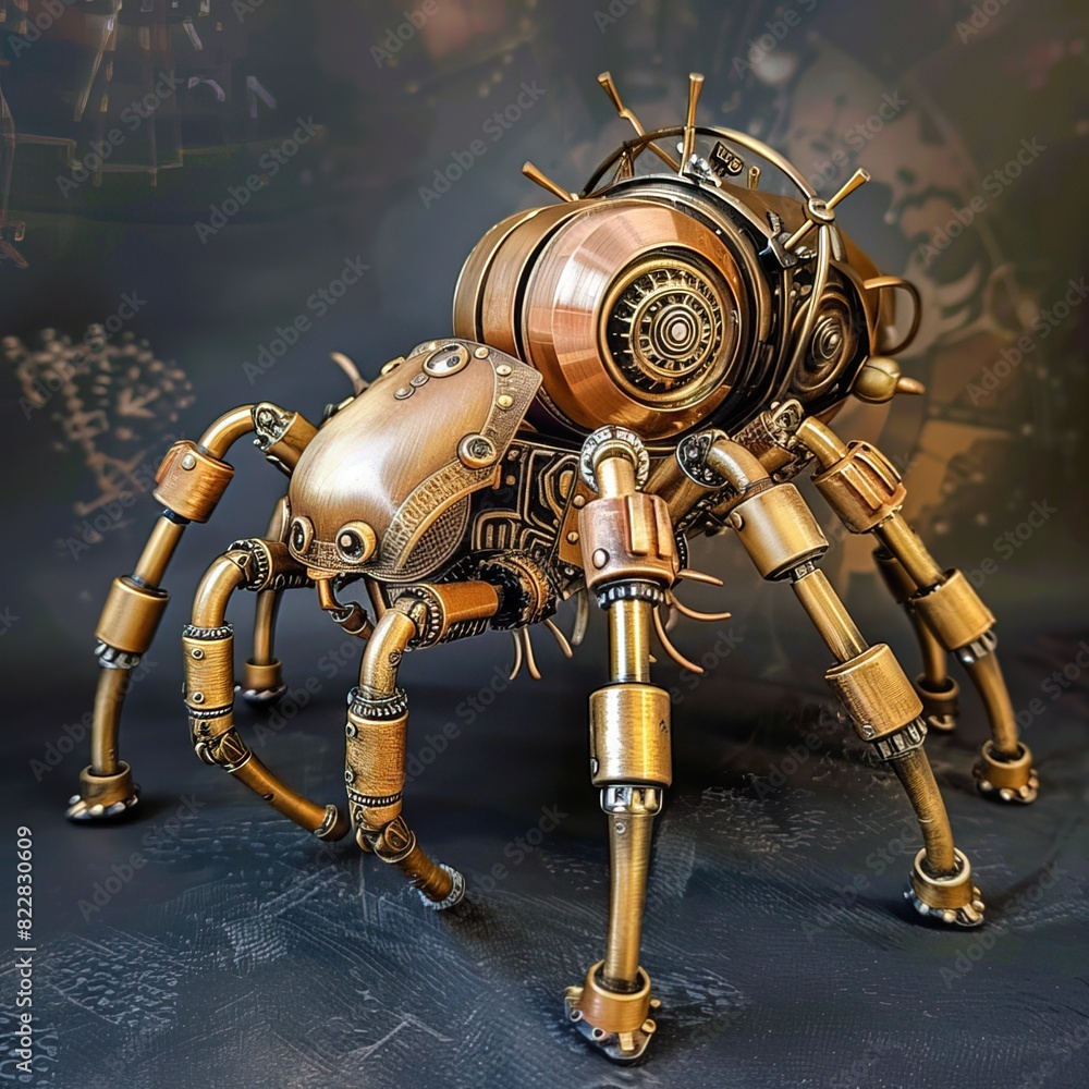 Fototapeta premium robotic spider on wooden table