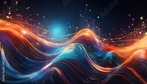 Abstract Digital Waves and Light Patterns photo