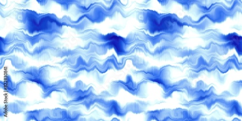 Water blur degrade alcohol ink border background. Seamless liquid flow stripe effect. Distorted tie dye wash variegated fluid blend. Repeat ombre pattern for sea, ocean, nautical maritime backdrop