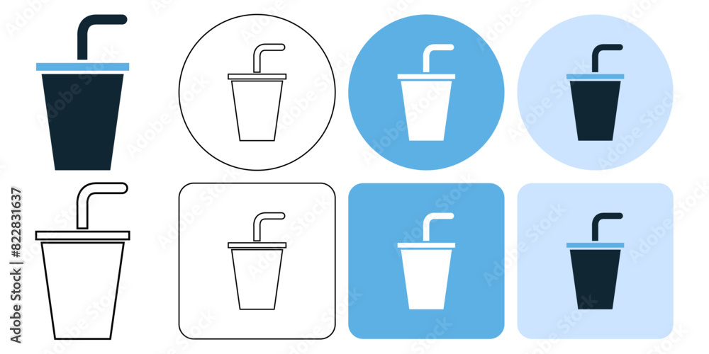 Soda beverage or soft drink with straw sign icon symbol ui and ux design, glyphs and stroke line icon Soda beverage or soft drink with straw sign icon symbol ui and ux design, glyphs and stroke line icon