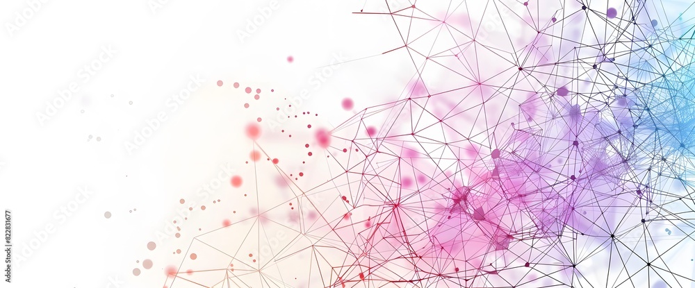 Naklejka premium Abstract Connections of Dots and Lines on Colorful Polygonal Mesh