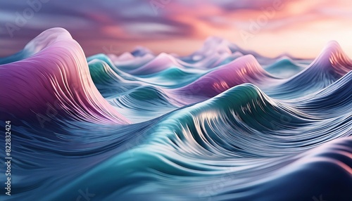 Surreal Ocean Waves Under Colorful Sunset Sky