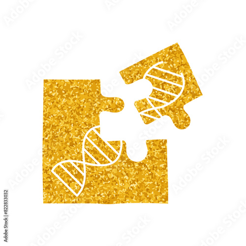 Artificially modified dna strains drawing in gold color style