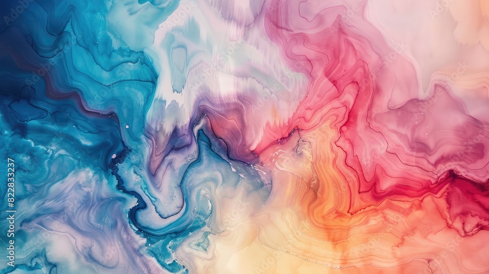 Abstract watercolor background with fluid, flowing patterns in multiple colors