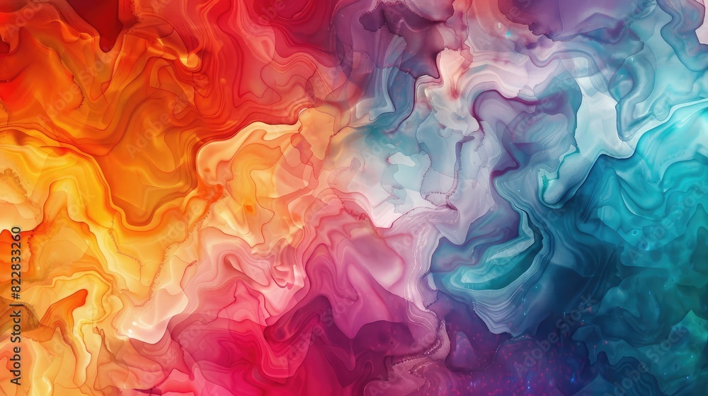 Fototapeta premium Abstract watercolor background with fluid, flowing patterns in multiple colors